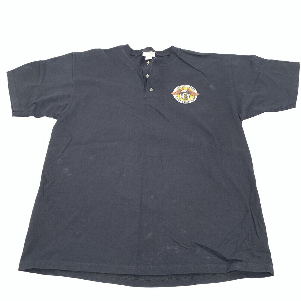 2008 HOG 25 Year Anniversary Harley Owners Group Short Sleeve Henley Large Black